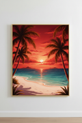 Beautiful Island Bathroom Art - Blood Red Sunset